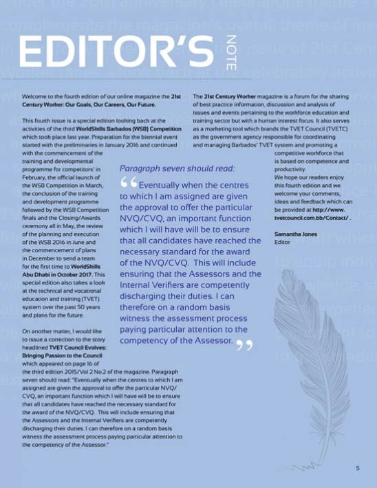 Editors Note Page - Page 5